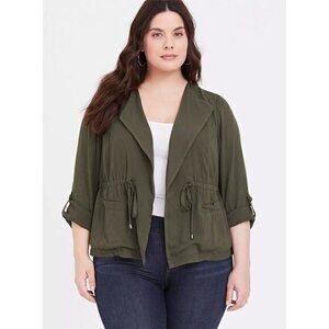 Torrid Olive Green Drape Anorak Jacket Cardigan Plus Size 1X